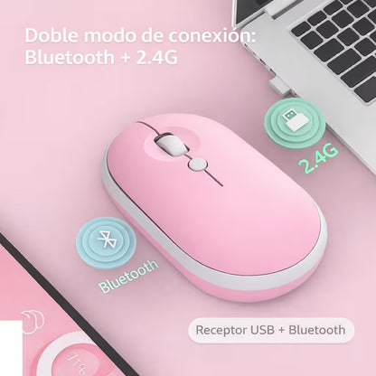 Combo Teclado y Mouse Inalámbrico AS-211 - Morado | Triple Conexión BT+2.4G 78 Teclas USB-C 40H