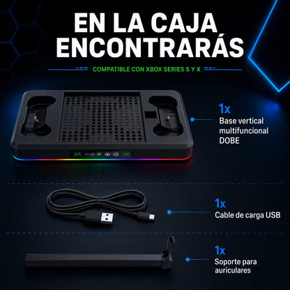 Base Refrigerante Multifuncional DOBE Xbox Series X/S | RGB Carga Dual Organización