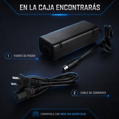 Fuente de Poder Genérica Xbox 360 Super Slim | Voltaje Automático Indicador LED