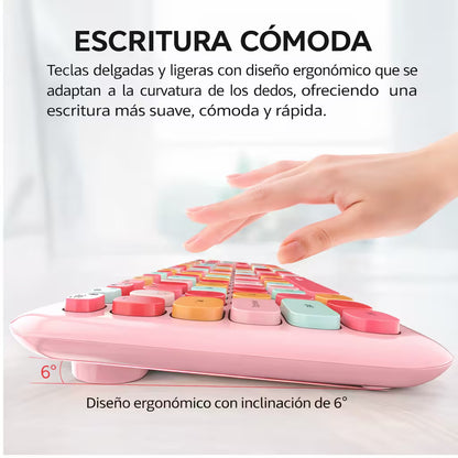 Combo Teclado Mouse Inalámbrico Silencioso MOFII 0060 Rosado - 110 Teclas 2.4G 1200 DPI