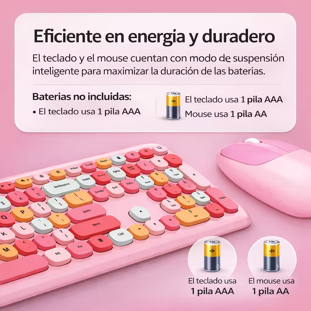 Combo Teclado Mouse Inalámbrico Silencioso MOFII 0060 Rosado - 110 Teclas 2.4G 1200 DPI