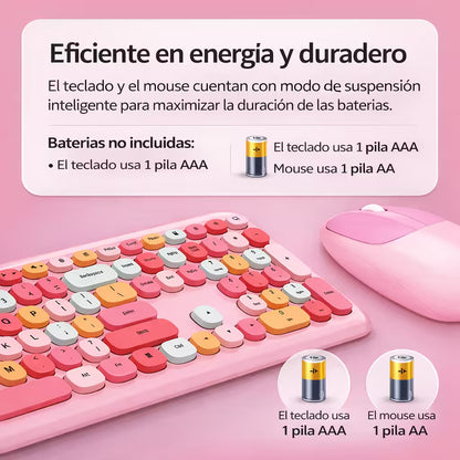 Combo Teclado Mouse Inalámbrico Silencioso MOFII 0060 Rosado - 110 Teclas 2.4G 1200 DPI