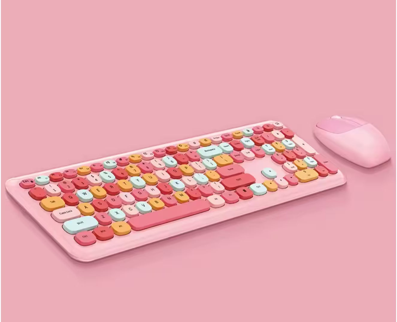 Combo Teclado Mouse Inalámbrico Silencioso MOFII 0060 Rosado - 110 Teclas 2.4G 1200 DPI