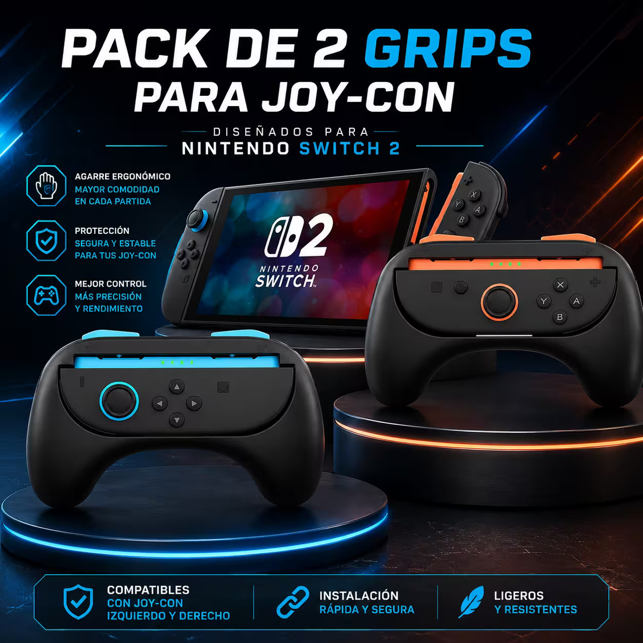 Grip Ergonómico para Joy-Con Nintendo Switch 2 – Par L+R Controller Grip