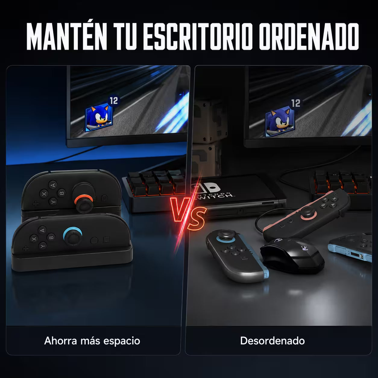 Base de Carga Joy-Con Nintendo Switch 2 - Charging Dock Dual LED USB-C Plug and Play