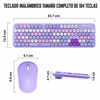 Combo Teclado y Mouse MOFII Honey — Morado | Inalámbrico 2.4G 1200 DPI Membrana