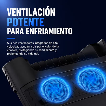 Base Cargadora y Refrigerante DOBE para PS4 | Ventilador + Carga Dual | PS4, Slim y Pro
