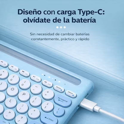 Combo Teclado y Mouse Inalámbrico AS-211 - Morado | Triple Conexión BT+2.4G 78 Teclas USB-C 40H