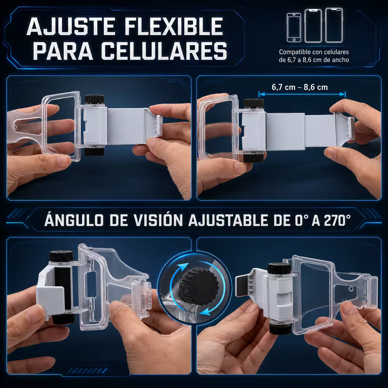 Pinza Soporte Smartphone DOBE PS5 DualSense - Clip Teléfono Móvil Hasta 8" Gaming