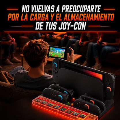 Base de Carga y Almacenamiento All-in-One Nintendo Switch 2 – RGB 7 Modos | 4 Joy-Con | 9 Tarjetas | USB