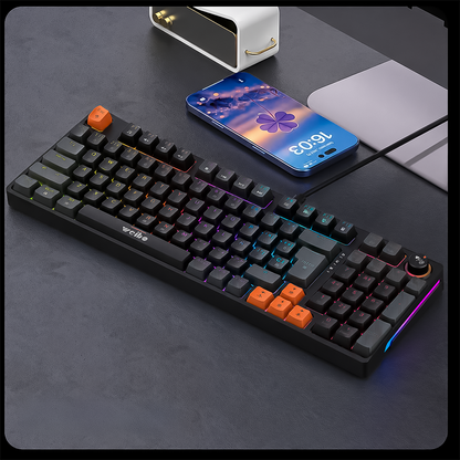 Teclado Mecánico Weibo WB-666 Negro – Switches Red | 97 Teclas | Iluminación Dinámica | Cable