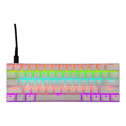 Teclado mecánico para juegos T-Wolf T60 60% RGB con cable BLANCO