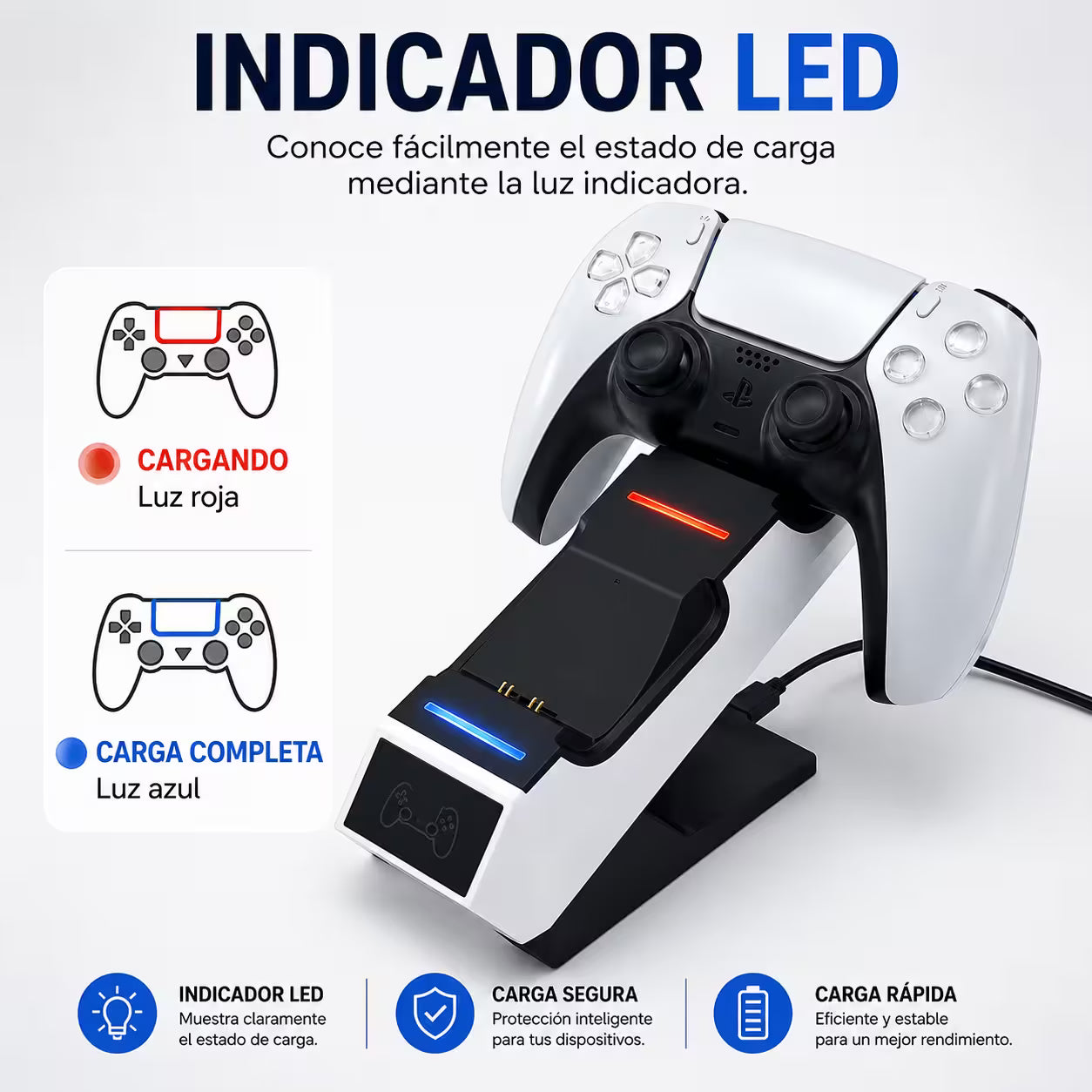 Base Cargadora Dual PS5 – Carga Rápida USB-C MIMD