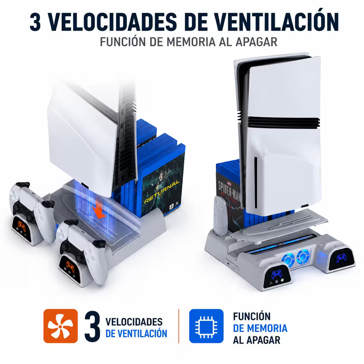 Base Cargadora y Refrigerante DOBE para PS5 - vista 6 base de carga