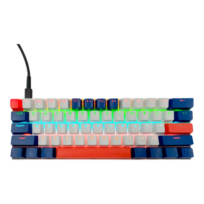 Teclado mecánico para juegos T-Wolf T60 60% RGB con cable BLANCO- AZUL