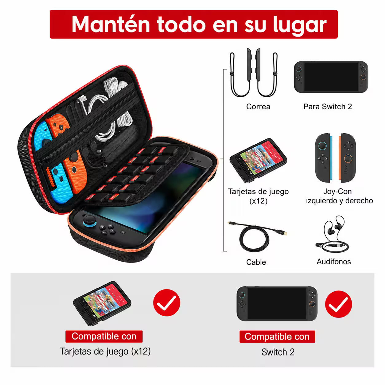 Estuche de Transporte Nintendo Switch 2 | Rígido Don't Touch Me Negro