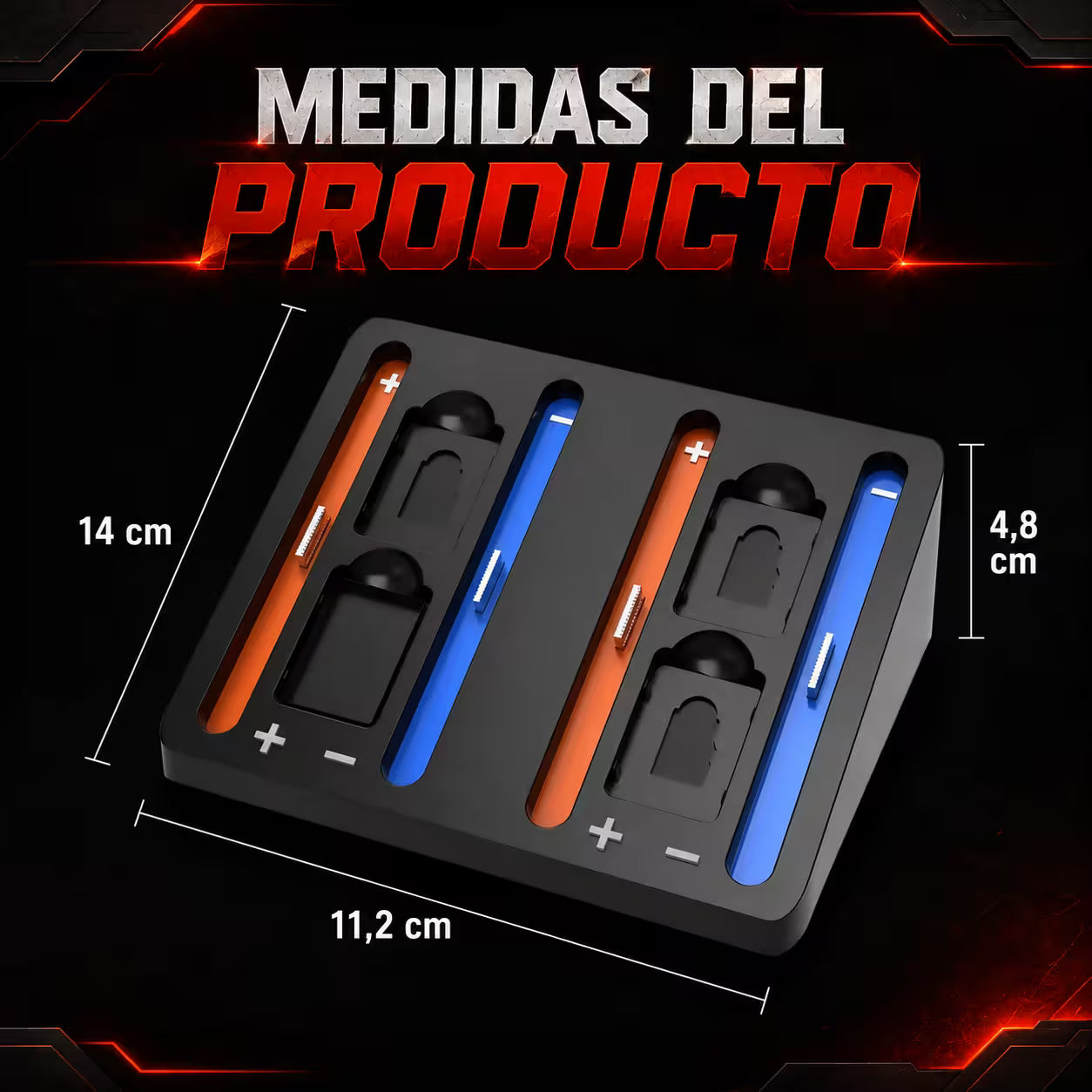 Base de Carga Joy-Con Nintendo Switch 2 – 4 Mandos Simultáneos | LED Bicolor | USB-C | Slot Tarjeta