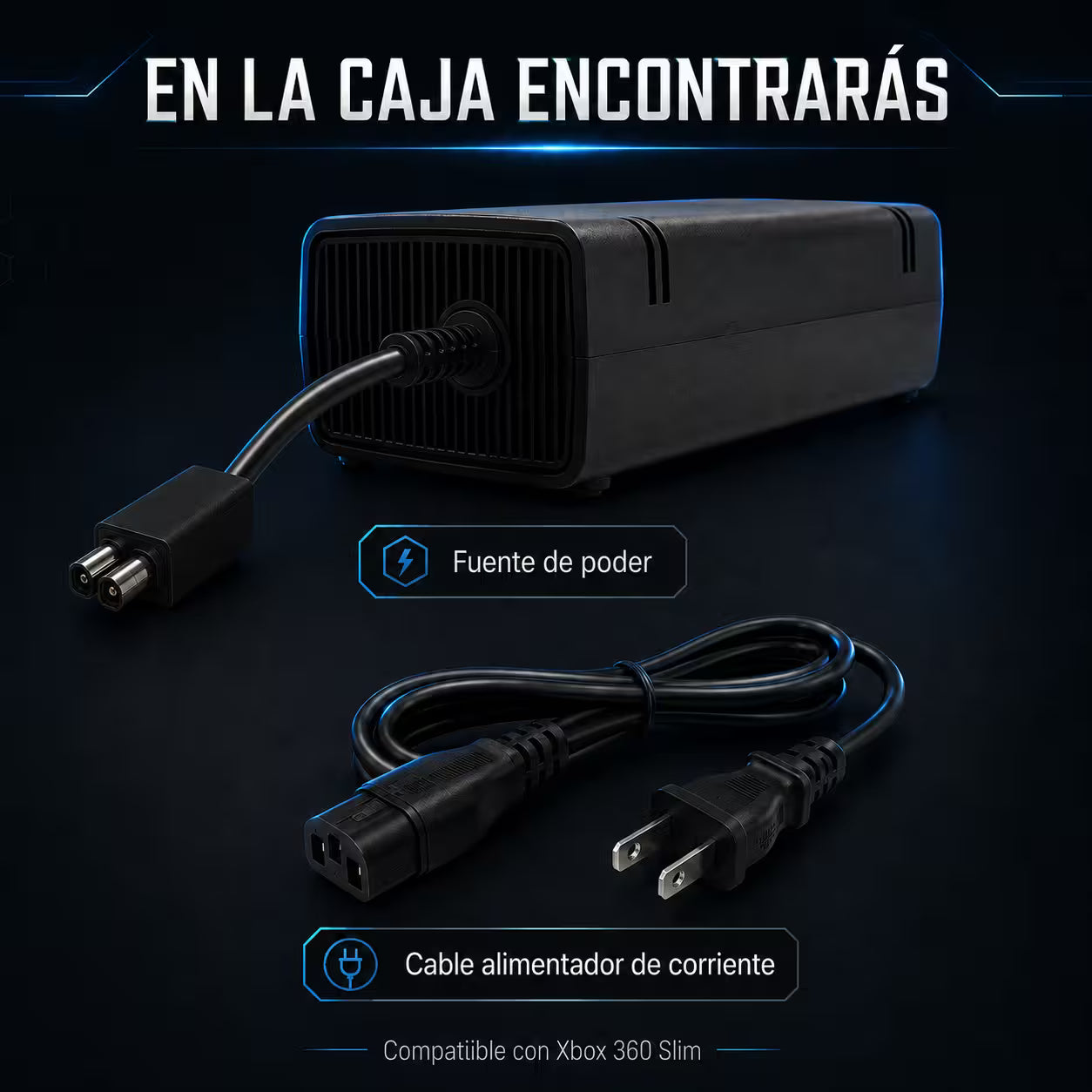 Fuente de Poder Genérica Xbox 360 Slim | Voltaje Automático Indicador LED