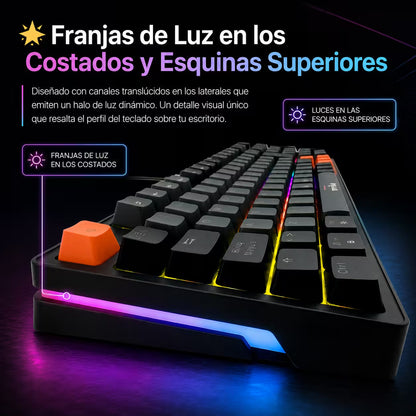 Teclado Mecánico Weibo WB-666 Gris - vista 6 teclado gamer