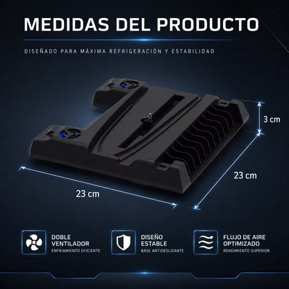 Base de Carga Dual y Ventilación Multifuncional PS5 DOBE - 11 Discos + Ganchos Auriculares | PS5 Slim Pro