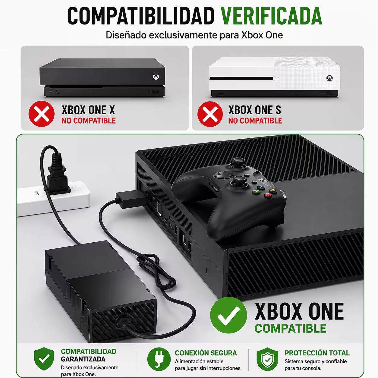Fuente de Poder Genérica Xbox One FAT | Voltaje Automático Indicador LED 100-127V