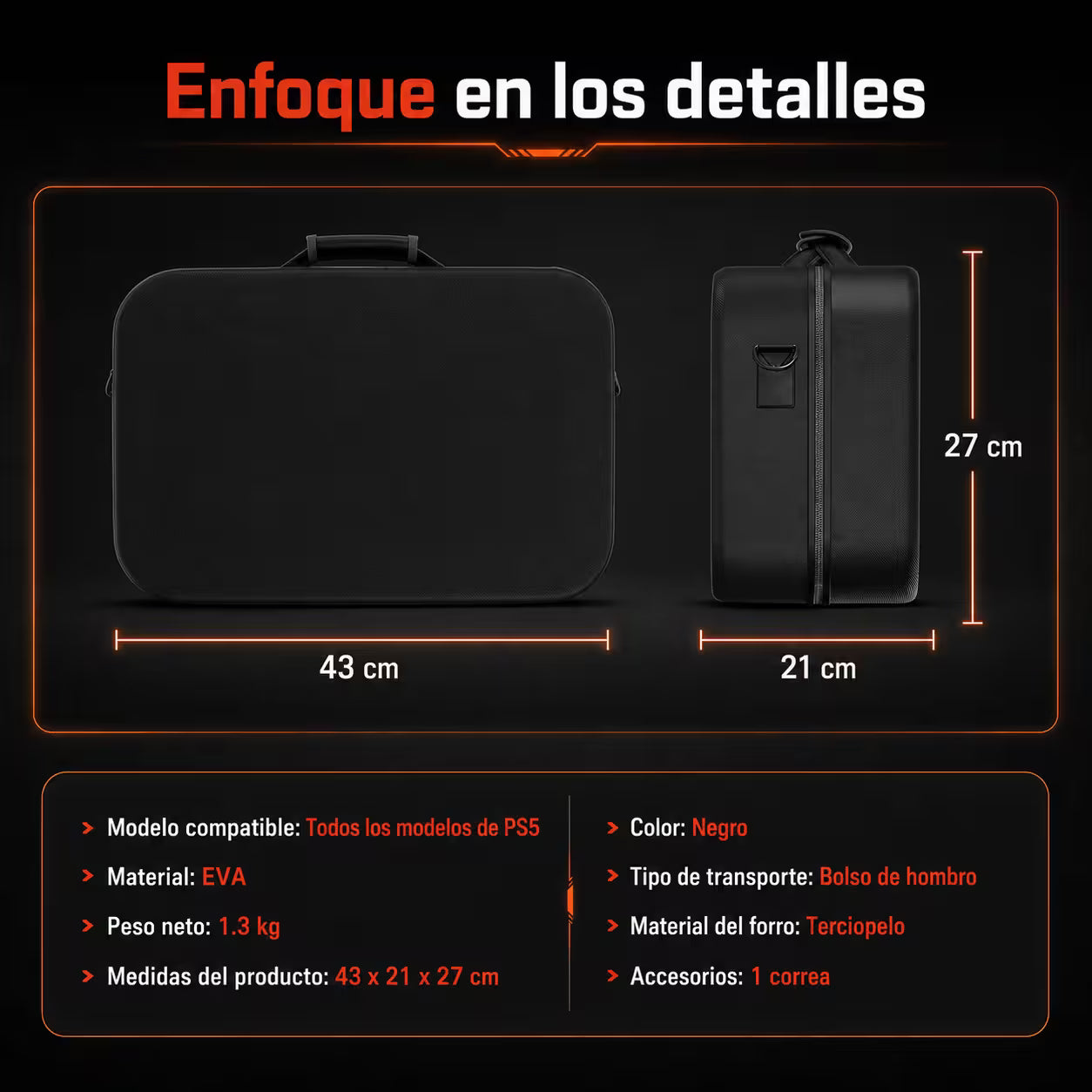 Maleta de Transporte Rígida PS5 – Gran Capacidad EVA | Consola + 2 Controles + Accesorios