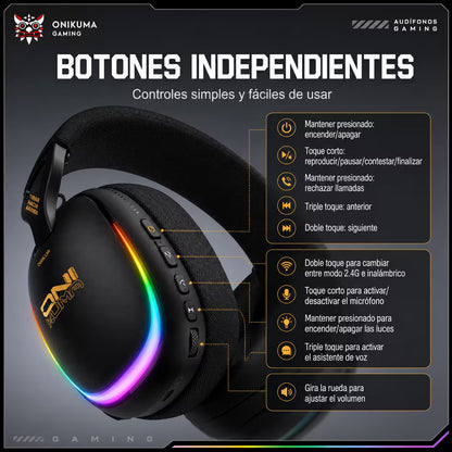 Audífonos Gamer Inalámbricos Onikuma GT805 - vista 2 diadema gamer audífonos
