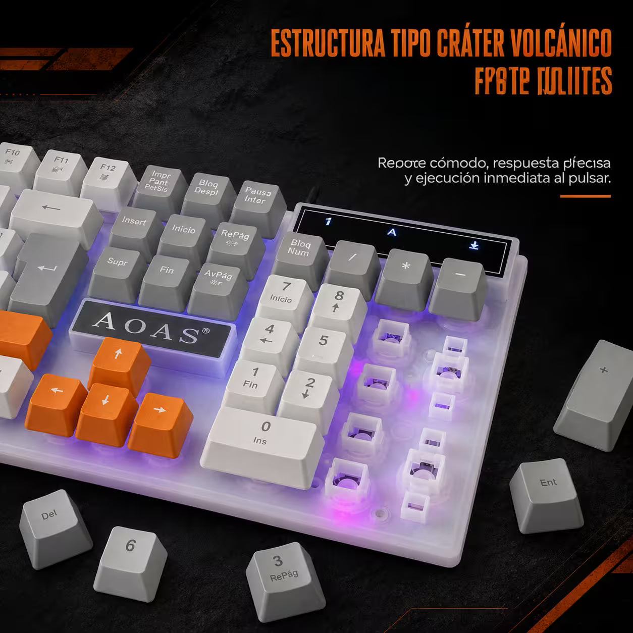 Combo Teclado y Mouse Gamer RGB AOAS A-1020 Blanco USB – 104 Teclas con Ñ | DPI 800/1200/1600
