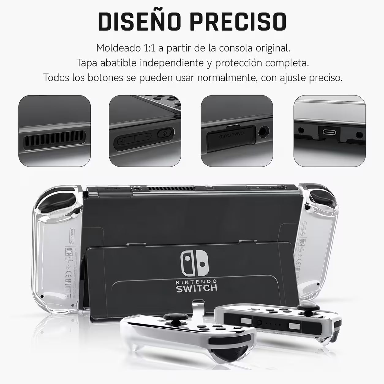 Funda Acrílica Transparente Nintendo Switch OLED – Crystal Case Dock Friendly