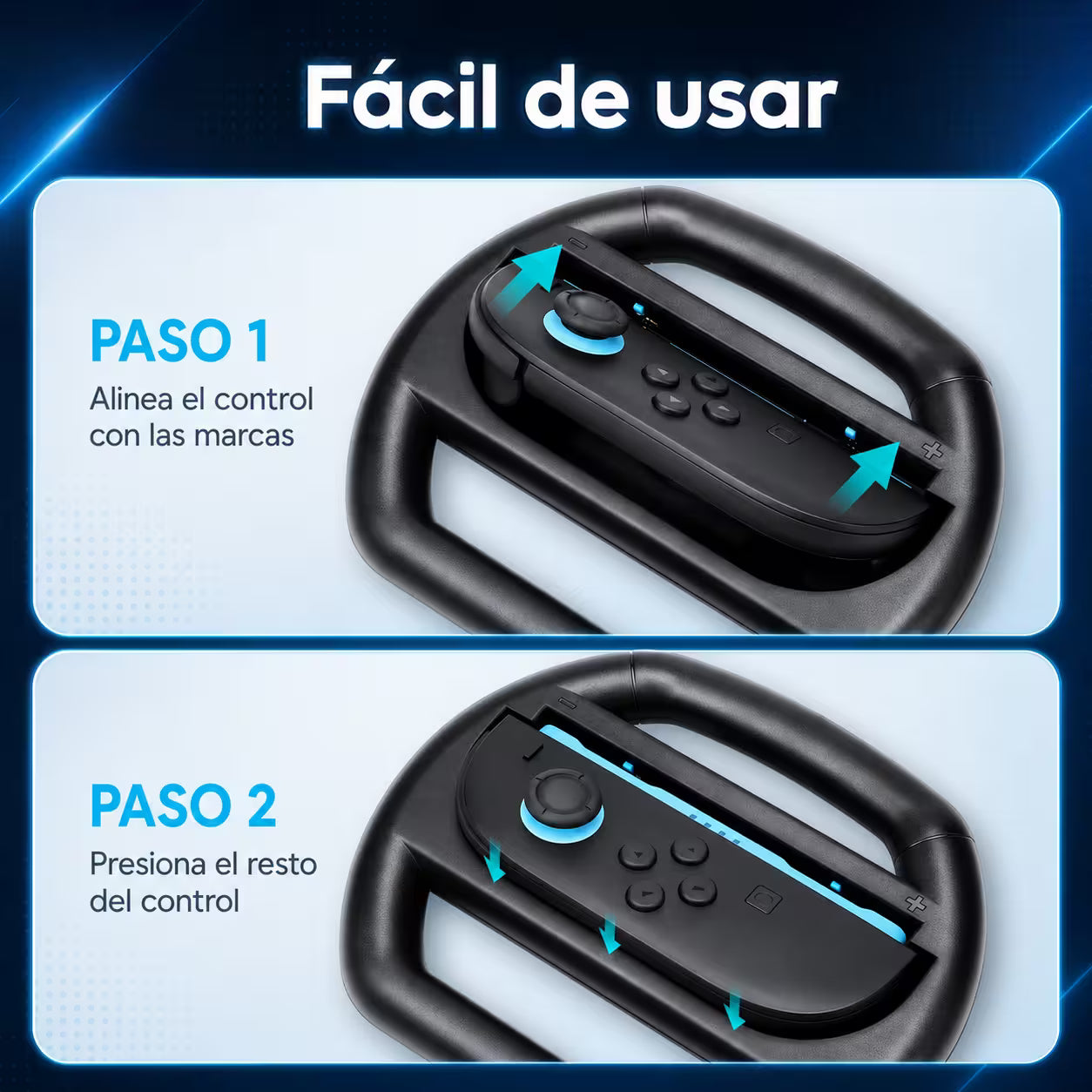 Volante para Joy-Con Nintendo Switch 2 - Pack x2 L+R Simulador Conducción Carreras