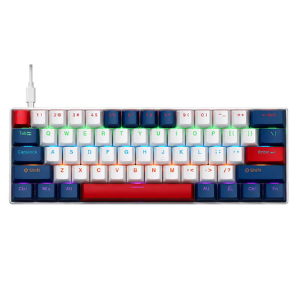 Teclado Mecánico T-Wolf T60 60% – Switch Azul | Keycaps Double-Shot | RGB 18 Efectos | Anti-Ghosting | USB-C Desmontable