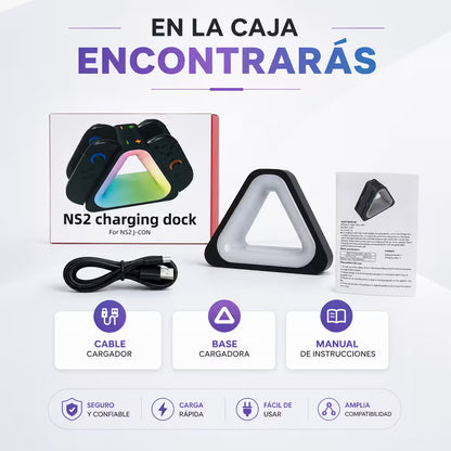 Base de Carga Joy-Con 4en1 RGB Nintendo Switch 2 – Charging Dock Triangular | USB-C