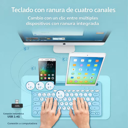 Combo Teclado y Mouse Inalámbrico AS-211 - Morado | Triple Conexión BT+2.4G 78 Teclas USB-C 40H