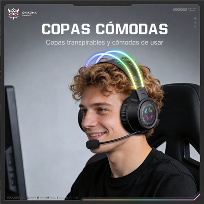 Diadema Gamer Inalámbrica Onikuma GT889 – Bluetooth 5.4 | 60H Batería | Tri-Modo 2.4G + BT + Cable | RGB | Mic Expuesto