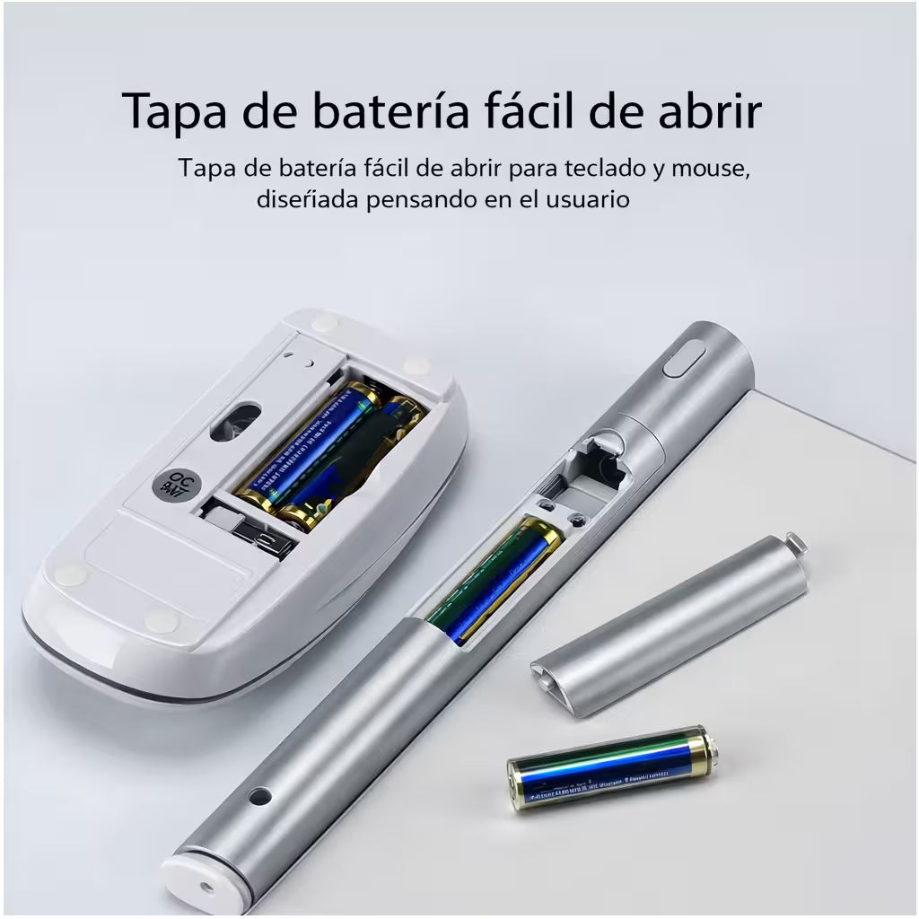 Combo Teclado Mouse Inalámbrico AOAS WB-8066 Blanco - Slim 2.4G Ergonómico 10m