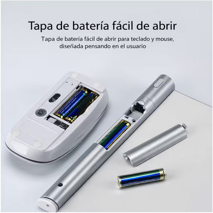 Combo Teclado Mouse Inalámbrico AOAS WB-8066 Blanco - Slim 2.4G Ergonómico 10m