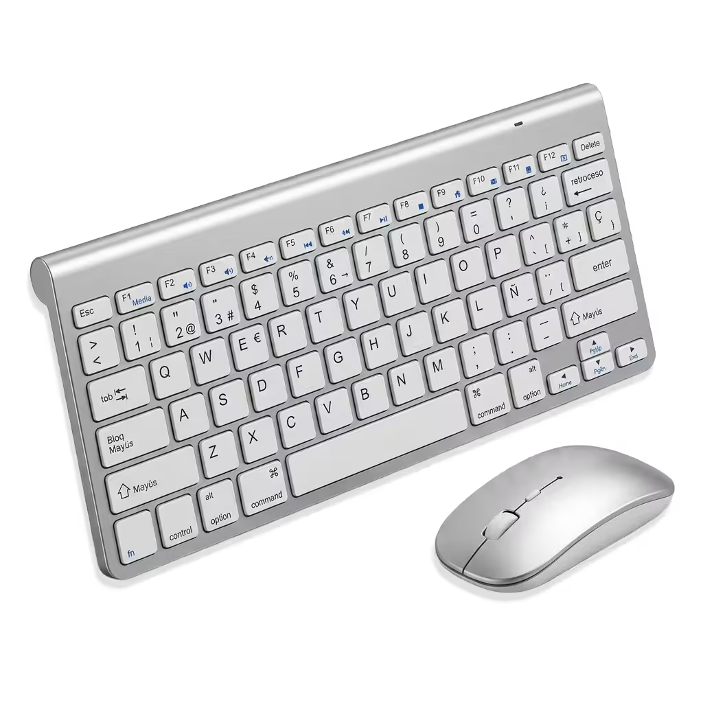Combo Teclado Mouse Inalámbrico AOAS WB-8066 Blanco - Slim 2.4G Ergonómico 10m