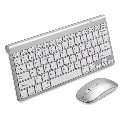 Combo Teclado Mouse Inalámbrico AOAS WB-8066 Blanco - Slim 2.4G Ergonómico 10m