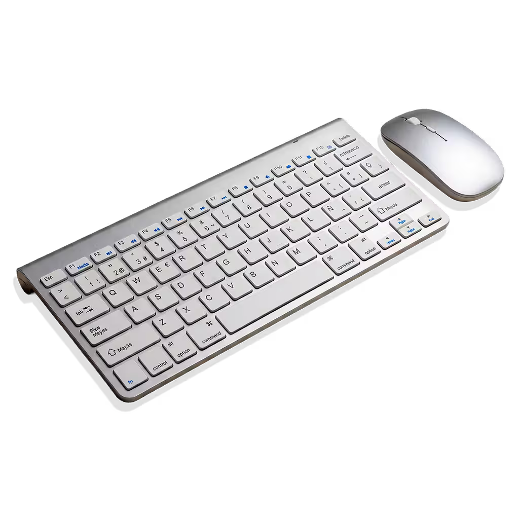 Combo Teclado Mouse Inalámbrico AOAS WB-8066 Blanco - Slim 2.4G Ergonómico 10m