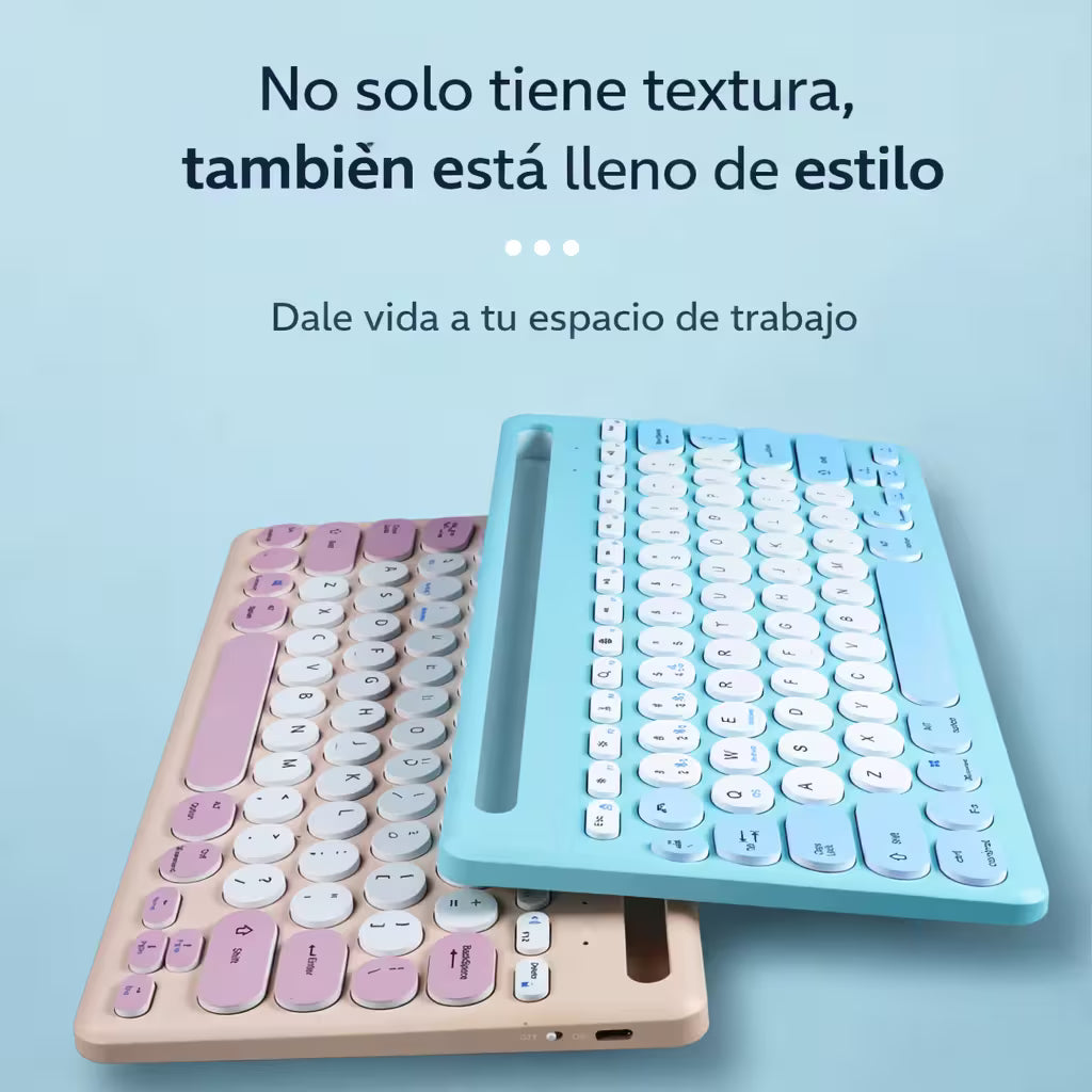 Combo Teclado y Mouse Inalámbrico AS-211 - Morado | Triple Conexión BT+2.4G 78 Teclas USB-C 40H