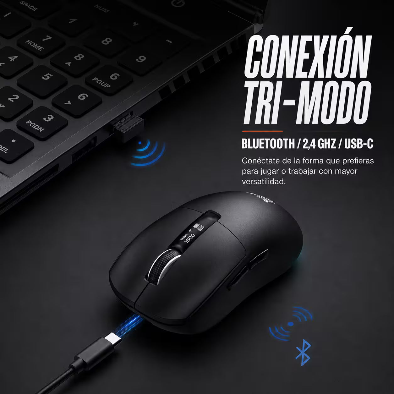 Mouse Gamer Inalámbrico Recargable ONIKUMA DM07 RGB 24000 DPI 1000Hz con Base de Carga