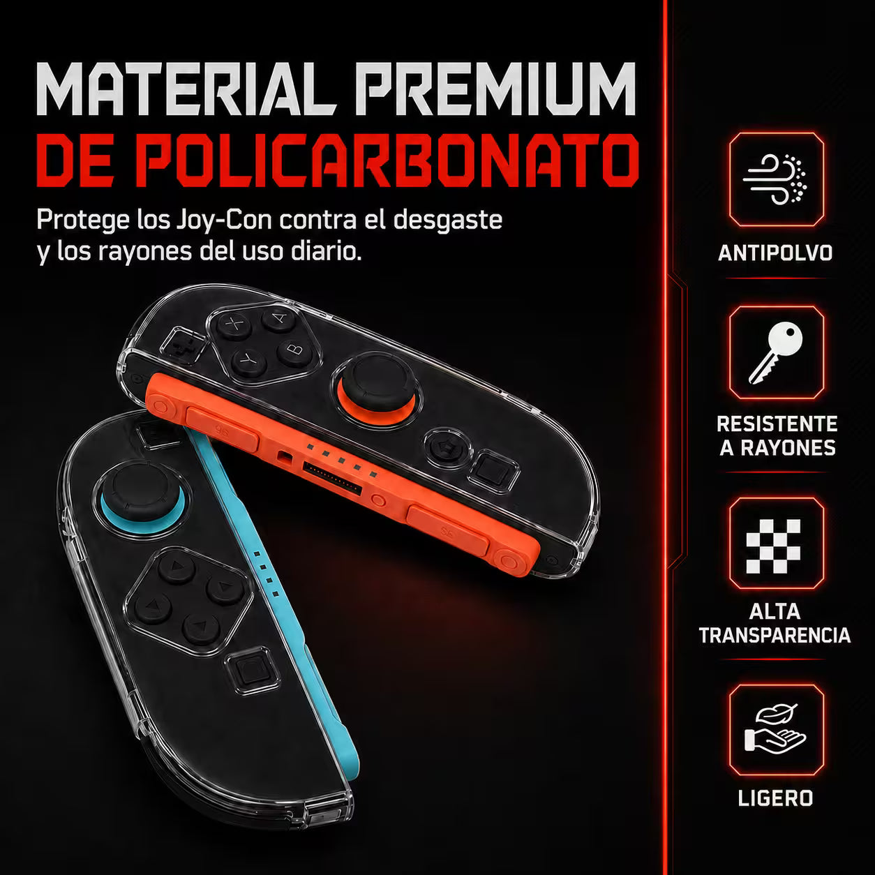 Cubiertas Protectoras Acrílico para Joy-Con Nintendo Switch 2 | Transparente Anti-Rayaduras