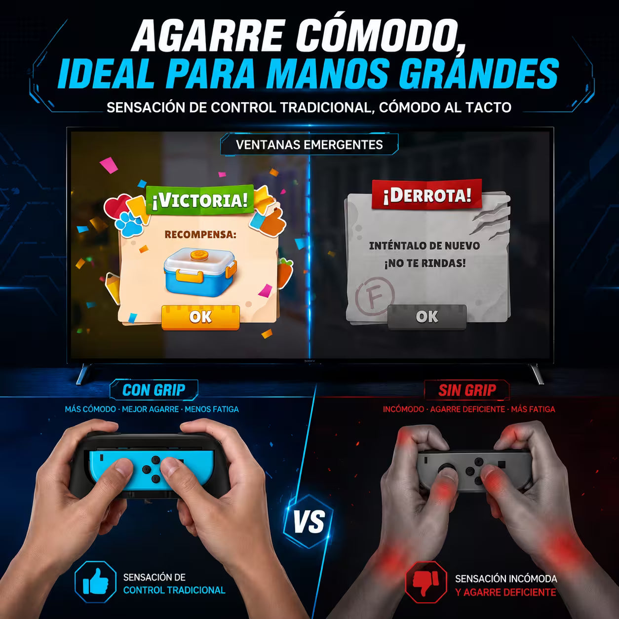 Soporte Controller Grip para Joy-Con Nintendo Switch | Ergónomico Antideslizante