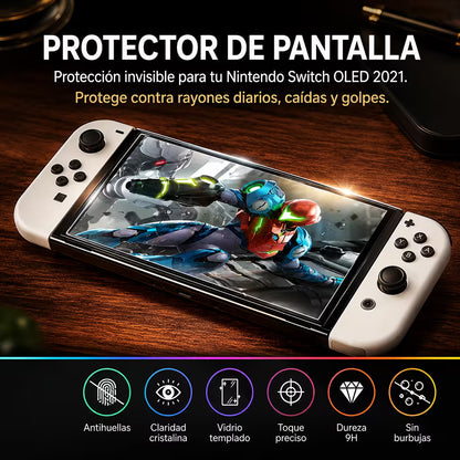 Vidrio Templado Nintendo Switch OLED – Protección 9H HD 99%