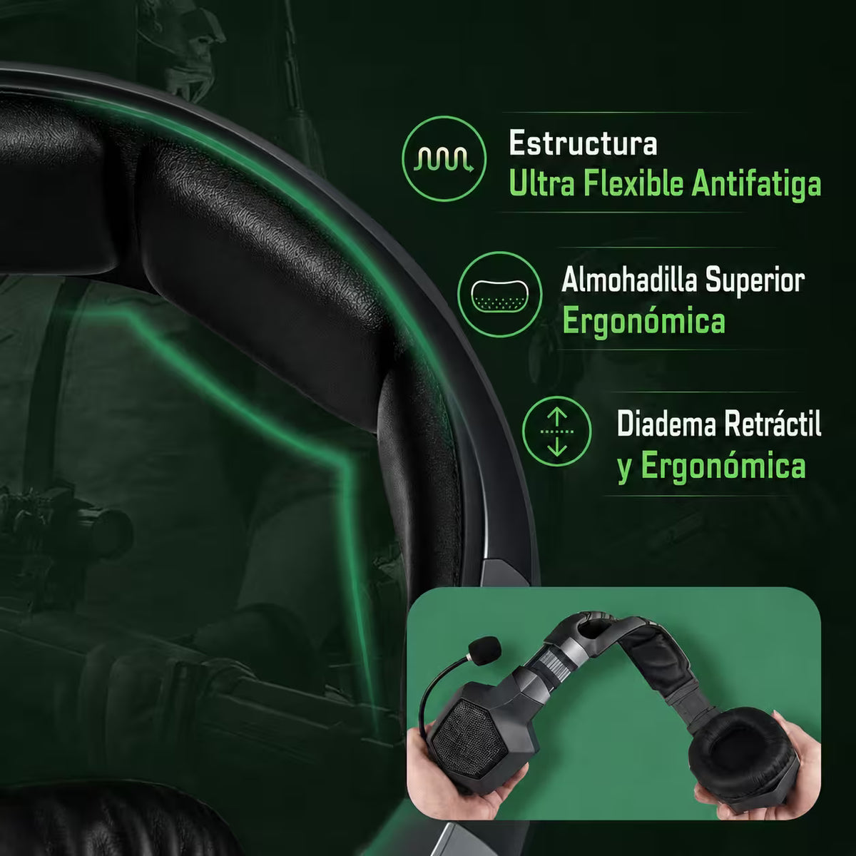 Diadema Gamer ONIKUMA K8 LED RGB Negra - Micrófono 360° - vista 7 diadema gamer audífonos