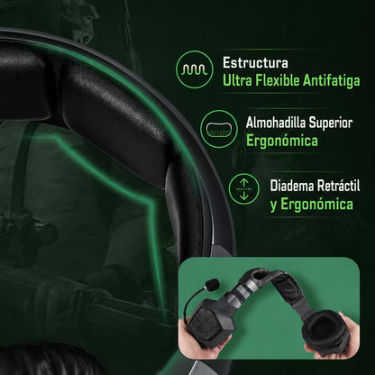Diadema Gamer ONIKUMA K8 LED RGB Negra - Micrófono 360° - vista 7 diadema gamer audífonos