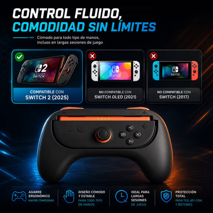 Grip Ergonómico para Joy-Con Nintendo Switch 2 – Par L+R Controller Grip