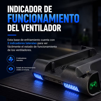 Base Cargadora y Refrigerante DOBE para PS4 | Ventilador + Carga Dual | PS4, Slim y Pro