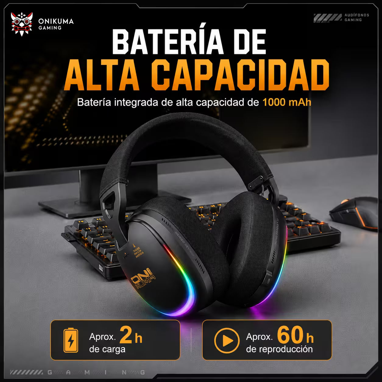 Audífonos Gamer Inalámbricos Onikuma GT805 - vista 8 diadema gamer audífonos