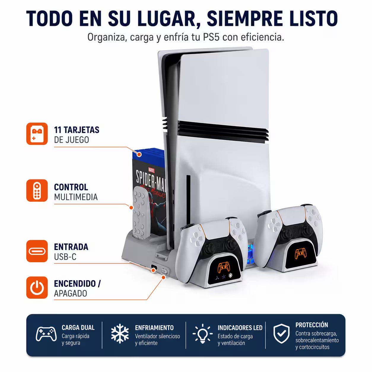 Base Cargadora y Refrigerante DOBE para PS5 - vista 2 base de carga